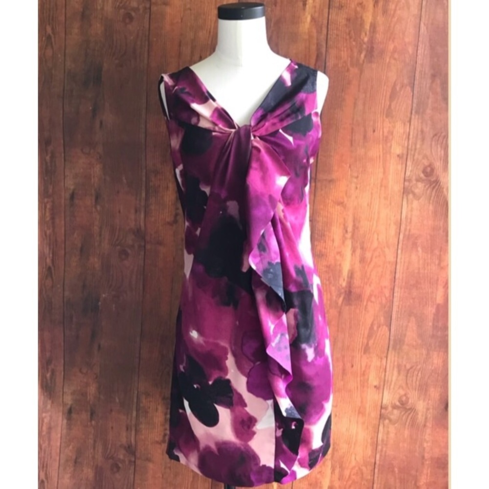 Ann Taylor LOFT Purple Watercolor Shift Dress